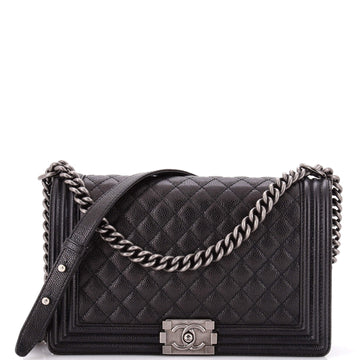Chanel Boy Flap Bag Quilted Caviar Old Medium