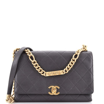 Chanel Bracelet On Chain Flap Bag Quilted Caviar Medium