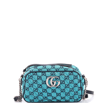 Gucci GG Marmont Shoulder Bag Diagonal Quilted GG Canvas with Leather Small