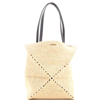 Loewe Puzzle Fold Tote Raffia Medium
