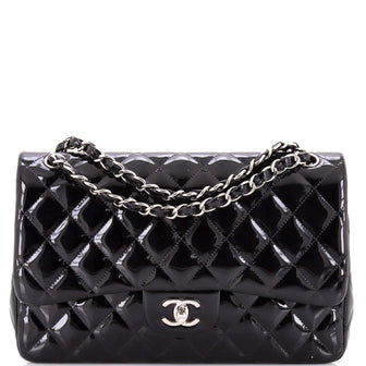 Chanel Classic Double Flap Bag Quilted Patent Jumbo