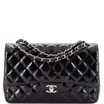 Chanel Classic Double Flap Bag Quilted Patent Jumbo