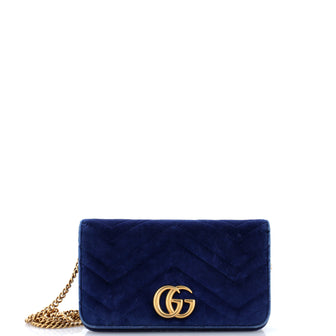 Gucci GG Marmont Chain Flap Bag Matelasse Velvet Mini