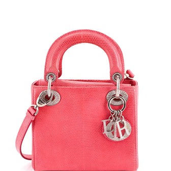 Christian Dior Lady Dior Bag Lizard with Crystal Charms Mini