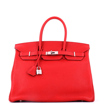 Hermes Birkin Handbag Rouge Vif Togo with Palladium Hardware 35