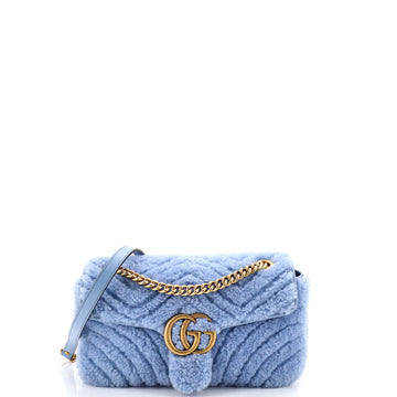 Gucci GG Marmont Flap Bag Matelasse Shearling Small