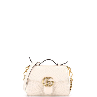Gucci GG Marmont Top Handle Flap Bag Matelasse Leather Mini