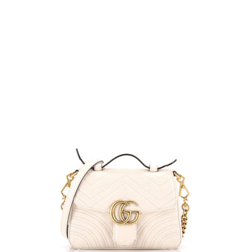 Gucci GG Marmont Top Handle Flap Bag Matelasse Leather Mini