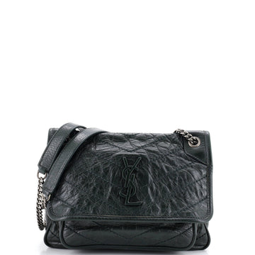 Saint Laurent Niki Chain Flap Bag Matelasse Chevron Leather Baby
