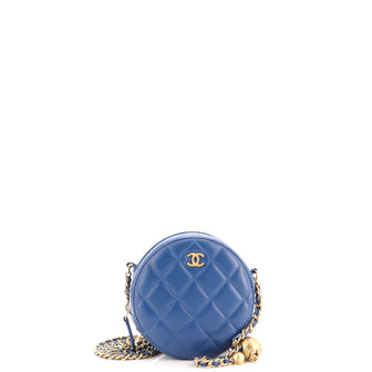 Chanel Pearl Crush Round Clutch with Chain Quilted Lambskin