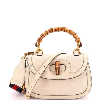 Gucci Bamboo 1947 Top Handle Bag Jumbo GG Canvas Small