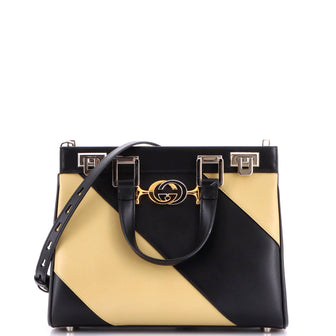Gucci Zumi Top Handle Bag Striped Leather Small