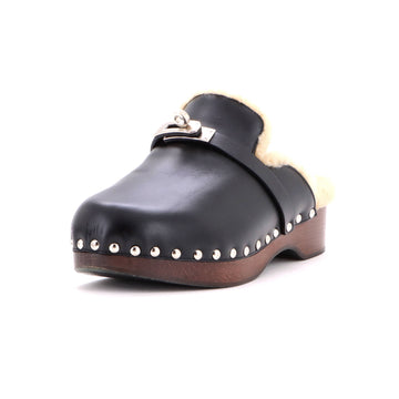 Hermes Women's Carlotta Mules Leather with Shearling