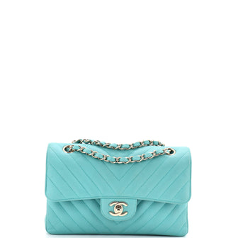 Chanel Classic Double Flap Bag Chevron Caviar Small