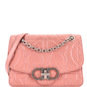 Salvatore Ferragamo Gancini Turnlock Flap Bag Gancini Quilted Leather Medium
