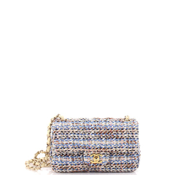 Chanel Classic Single Flap Bag Quilted Tweed Mini