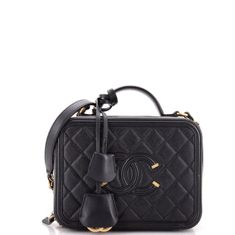 Chanel Filigree Vanity Case Quilted Caviar Medium