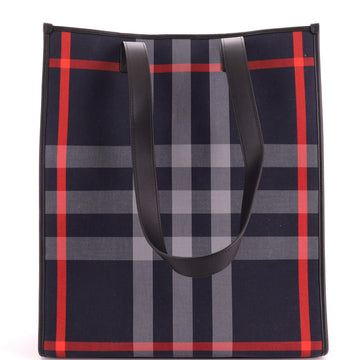 Burberry Book Tote Check E-Canvas Large