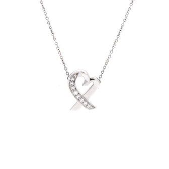 Tiffany & Co. Paloma Picasso Loving Heart Pendant Necklace 18K White Gold with Diamonds