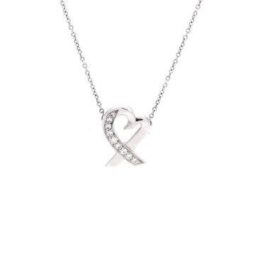 Tiffany & Co. Paloma Picasso Loving Heart Pendant Necklace 18K White Gold with Diamonds