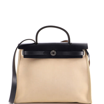 Hermes Herbag Zip Leather and Toile 31
