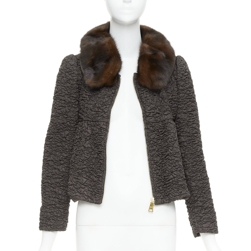 46★レア　prada プラダ 2010fw ショート付け襟 Pコート 21fw Prada Women's Prada 2010 Mink Fur Collar Jacket 144130091