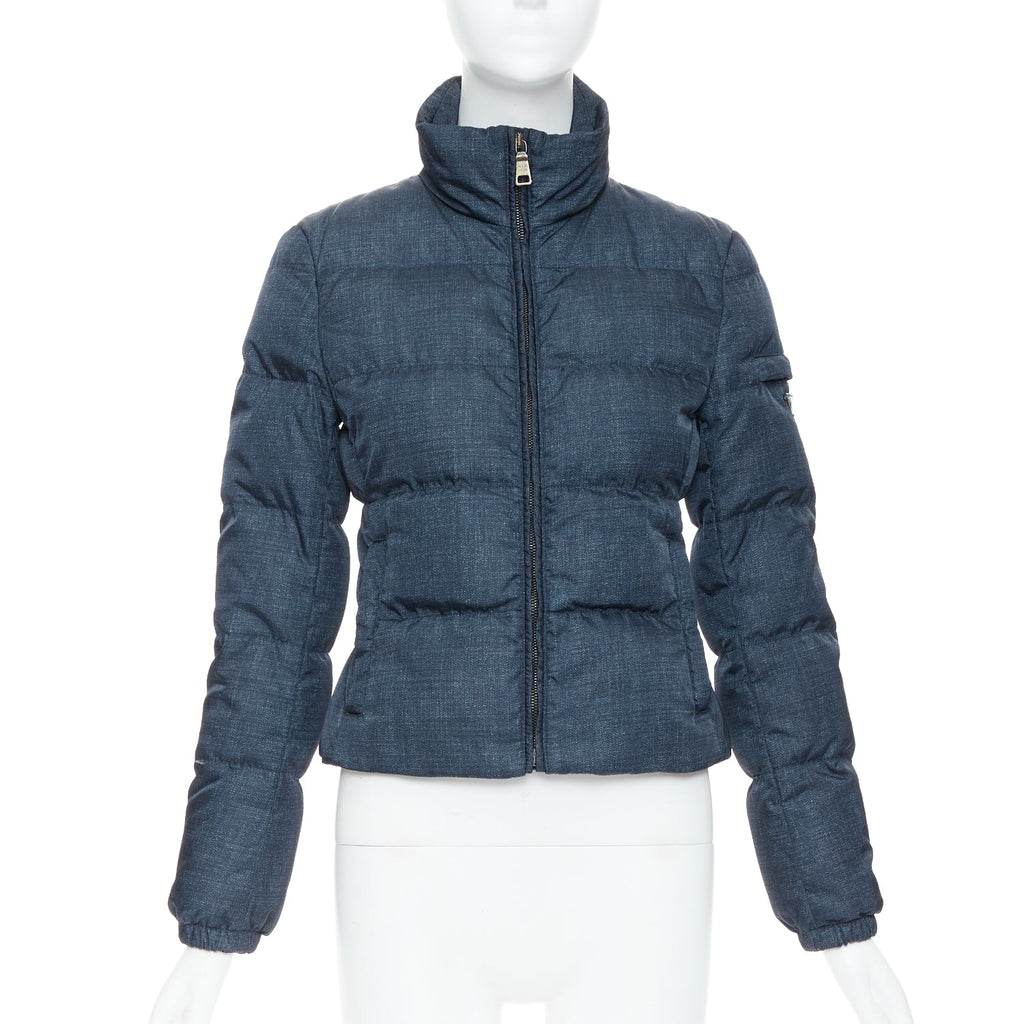 PRada ジャケット 専用ページ Prada Women's Prada Denim Print Cropped Puffer Jacket 144130060