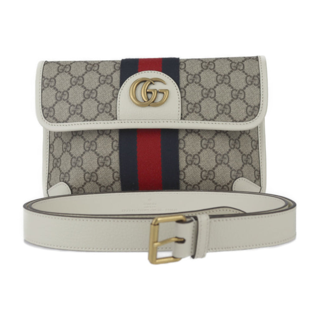 Gucci Ophidia Flap Belt Bag GG Coated Canvas with Leather 144128413
