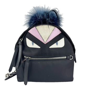 fendi backpack mini monster Eyes By The Way - Luxury Used Designer Backpack Nylon exterior with leather and fur trim Buy Fendi Monster Eyes Mini
