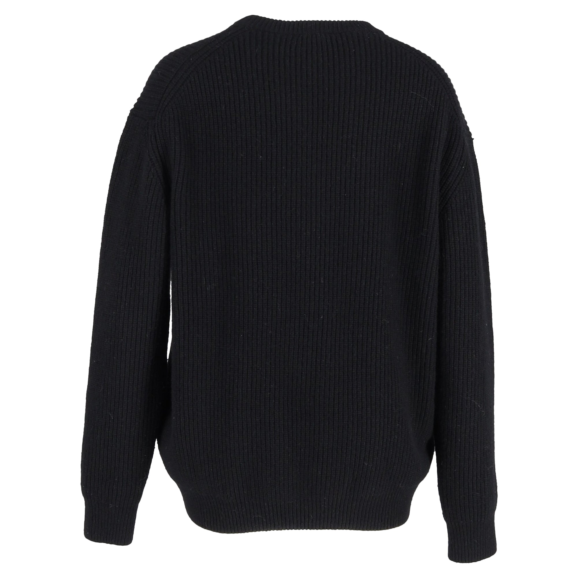 Celine Celine Logo Printed Ribbed-Knit Sweater in Black Wool