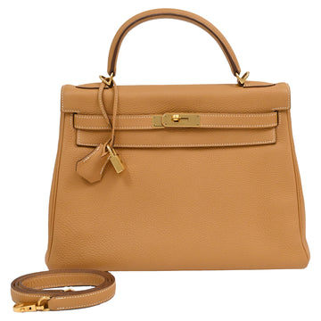 Kelly Handbag Brown Togo with Gold Hardware 32
