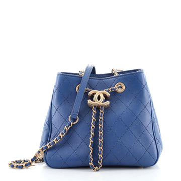 Chanel Egyptian Amulet Drawstring Bucket Bag Stitched Calfskin Small