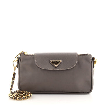 Prada Chain Crossbody Bag Tessuto and Saffiano Leather Small