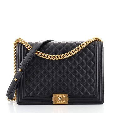 Chanel Boy Flap Bag Quilted Caviar Large