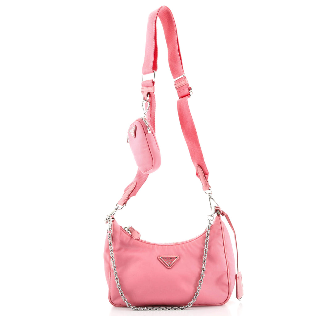 Prada Re-Edition 2005 Shoulder Bag Tessuto Small Pink 1000393