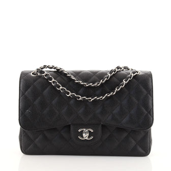 Chanel Classic Double Flap Bag Quilted Caviar Jumbo