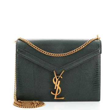 Saint Laurent Cassandra Chain Shoulder Bag Lizard Embossed Leather Small