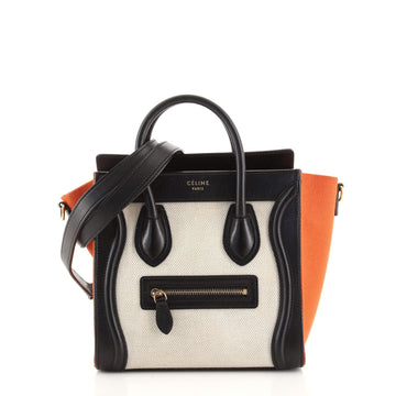 Celine Tricolor Luggage Bag Canvas and Leather Nano
