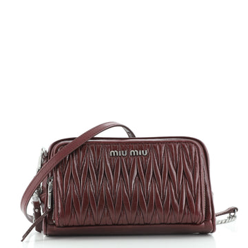 Miu Miu Zip Around Double Pocket Crossbody Bag Matelasse Leather Small