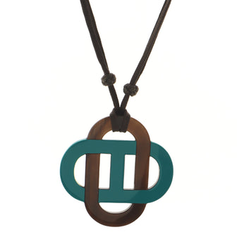 Hermes Isatis Pendant Necklace Buffalo Horn and Lacquer GM
