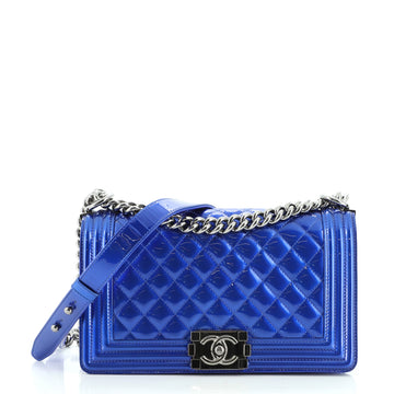 Chanel Boy Flap Bag Quilted Patent Old Medium