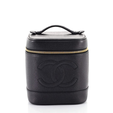 Chanel Vintage Timeless Cosmetic Case Caviar Tall
