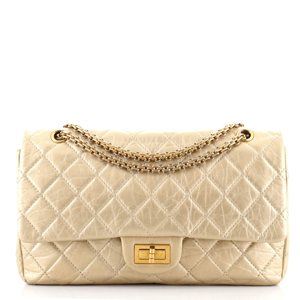 Chanel Mini 2.55 Reissue 19A Beige Quilted Aged Calfskin with shiny gold  hardware