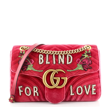 Gucci GG Marmont Flap Bag Embroidered Matelasse Velvet Medium