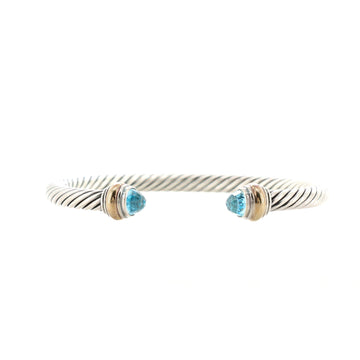 David Yurman Cable Classic Bracelet Sterling Silver with 14K Yellow Gold and Topaz 5mm