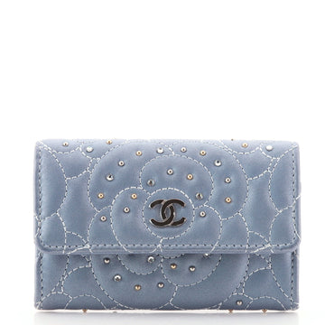 Chanel Camellia Card Case Studded Camellia Lambskin