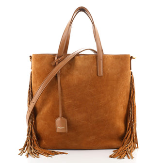 Saint Laurent Shopper Tote Suede with Studded Fringes Toy