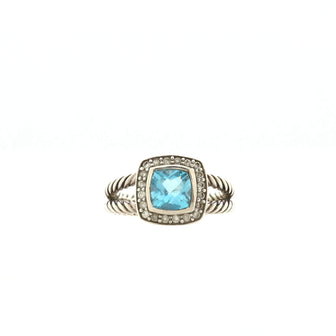 David Yurman Petite Albion Ring Sterling Silver with Topaz and Diamonds 7mm