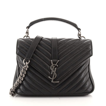 Saint Laurent Classic Monogram College Bag Matelasse Chevron Leather Medium