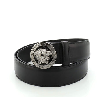 Classic Medusa Round Buckle Belt Leather Wide 105
